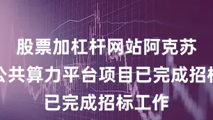 股票加杠杆网站阿克苏城市公共算力平台项目已完成招标工作