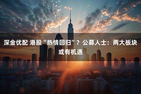 深金优配 港股“热情回归”？公募人士：两大板块或有机遇