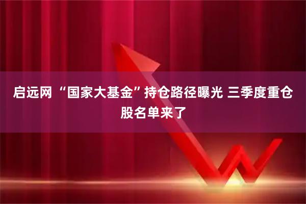 启远网 “国家大基金”持仓路径曝光 三季度重仓股名单来了